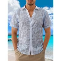 Camisas Informales para Hombre Transpirables con Manga Corta y Bordeado Floral Elegante para Vacaciones de Verano - details 1