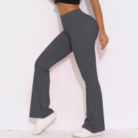 Mallas de Yoga a prueba de sentadillas para mujer, pantalones de Yoga de cintura alta, levantamiento de glúteos, pantalones de tiburón Micro acampanados, pantalones de Yoga ajustados de cintura alta - details 36