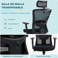 Silla Oficina con Reposacabezas y Reposabrazos Ajustables, Sillas Escritorio con Soporte Lumbar, Silla Ergonómica Escritorio para Despacho - details 8