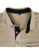 Camisa de manga corta para hombre, camisa de solapa con botones, bolsillo en el pecho, color sólido, a la moda - details 53
