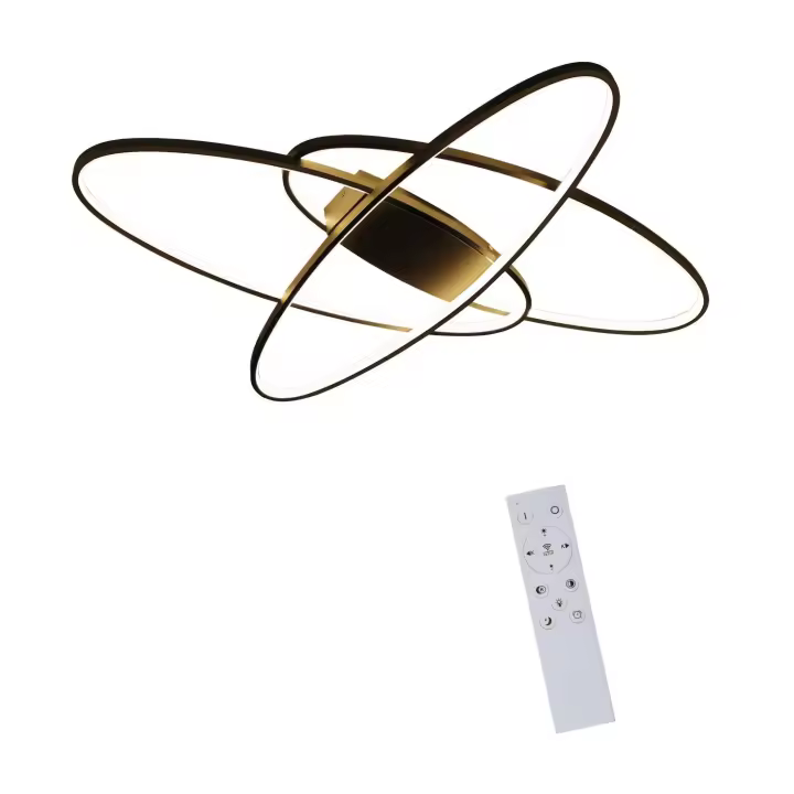 CBJKTX Luz de techo LED negra de 75 W regulable con control remoto interior moderno para sala de estar dormitorio cocina comedor - 1
