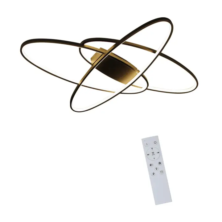 CBJKTX Luz de techo LED negra de 75 W regulable con control remoto interior moderno para sala de estar dormitorio cocina comedor - 1