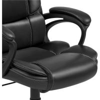 Silla de Oficina Reclinable Ajustable en Altura Silla de Ordenador Ergonómica Giratoria con Asiento Acolchado Silla de Trabajo Tapizada en Piel Sintética con Ruedas Carga de 136 KG Negra - details 9