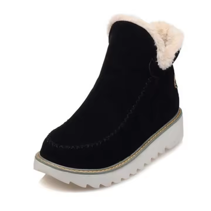 2025 Zapatos de algodón de suela gruesa de gran tamaño para mujer, botas cortas cálidas de Color sólido, novedad de invierno - 1