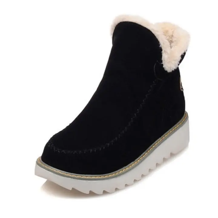 Nudos de algodón de suela gruesa grande para mujer, botas cortas cálidas de color sólido, novedad de invierno - 1