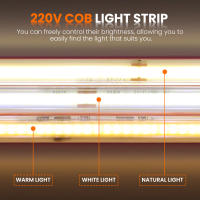 Tira de luces LED COB regulable de 220V con adhesivo, enchufe europeo, cinta Flexible impermeable IP65, Luz lineal de alta densidad - details 3