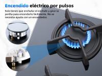 Campana de Gas de Vidrio WEHIMO de 3 Burneros 59 cm, 7750 W, 3 Zonas de Cocina, Adecuada para Todas las Ollas Instalación Integrada, Control de Pomo - details 5