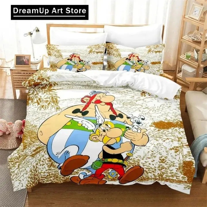 Juego de Ropa de Cama de Héroe Gaul Asterix en 3D Tamaño Rey de Twin para Niñas y Adultos - 1