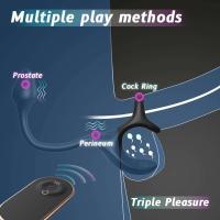 Leten HESEKS anillo vibratorio estimulador Traint con bala Control remoto Anal Butt Plug masajeador de próstata juguete sexual para hombres - details 1