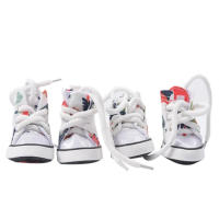 4 Uds. Preciosos zapatos de lona resistentes al desgaste para perros, botas vaqueras antideslizantes a la moda para mascotas, calzado transpirable, zapatillas deportivas para cachorros al aire libre - details 7