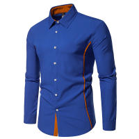 Camisa de solapa informal a la moda para hombre, manga larga, cuello triangular en contraste, talla europea, novedad de 2025 - details 7