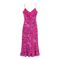 Vestido BUNO elegante con tirantes finos y lazo en la espalda, vestidos largos con diseño sin espalda, novedad de verano 2025, ropa de playa estampada para - details 2