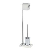 Wenko Stand WC-Garnitur Noble - WC-Bürstenhalter, Stahl, 20 x 74 x 15 cm, cromado/blanco - details 3