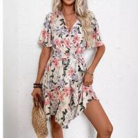 vestido de mujer con cuello en v vestidos estampados informales - details 1