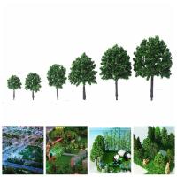 Modelo a escala de plástico portátil, 4 piezas, diseño de ferrocarril, árbol en miniatura verde, bonsái, paisaje, decoración, construcción, tren - details 1