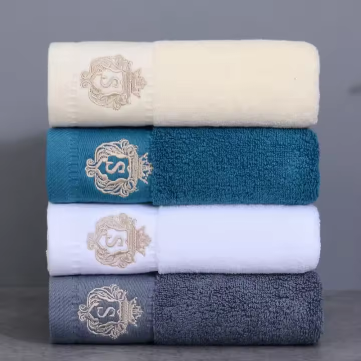 Toalla blanca de algodón orgánico 100% bordada, juego de toallas de mano para uso diario, baño grande de lujo - 1
