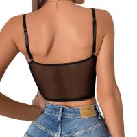Y2K Dobladillo asimétrico para mujer, camisola corta curvada de satén con tirantes finos, Europa y América, verano, nuevo diseño, Traf - details 4