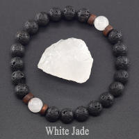 Pulsera de piedra de Lava para hombre, cuentas de piedra lunar de labradorita Natural, pulsera de Buda tibetano, pulsera difusora de aceite de Chakra, joyería para hombre - details 34