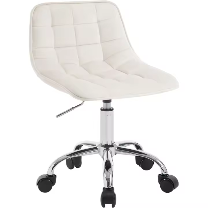 Tocador Giratorio, Silla Ergonómica Escritorio con Respaldo, Taburete Bajo con Asiento Ajustable de Altura - 1