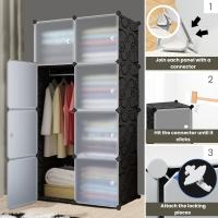 Armario Modular Organizador de Ropa de 12 Módulos para Hogar Estante de Almacenamiento para Dormitorio Negro - details 17