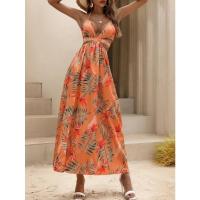 2025 Nuevos vestidos de mujer, estampados, sin espalda, con lazo, falda con abertura - details 44