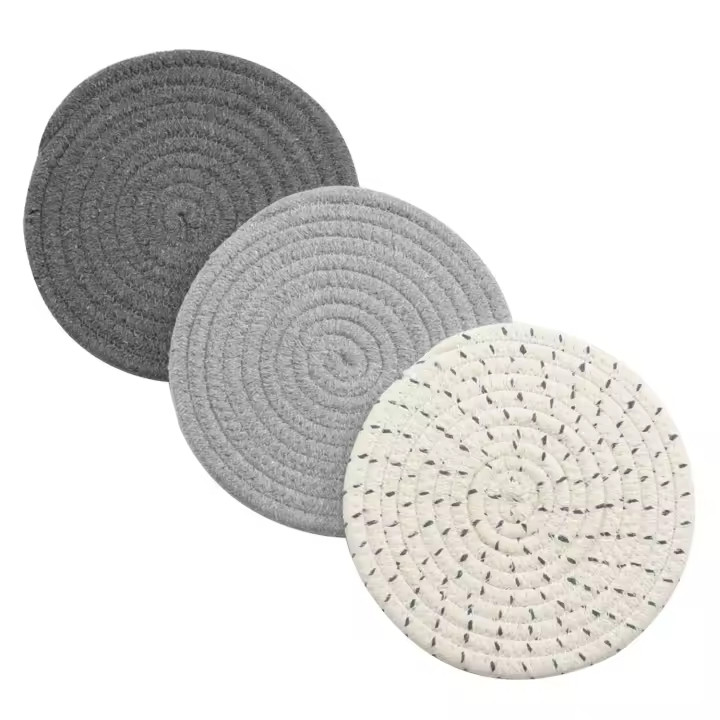 Juego de Trivets de Algodón Puro 100% Set de 3 Estilizados para Cocinar y Hornear - 1