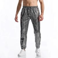 Modo vagues circulaires estampage à chaud hommes pantalones décontractés Harajuku Hip Hop Disco fête Streetwear cordón pantalon discoteca - details 6
