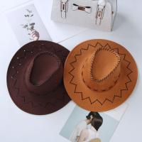 Fashion Unisex Suede Cowboy Hat Fancy Dress Jazz Hat Western Style Wide Brim Felt Fedora Hat Panama Cap Headwear Cap - details 7