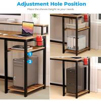 Escritorio de Ordenador con Soporte de Monitor Escritorio de Oficina con Estantes de Almacenamiento Ajustables Pequeño Escritorio Reversible para el Estudio Beige - details 23