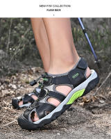 Sandalias de verano para hombre, sandalias de playa transpirables, sandalias de senderismo al aire libre, sandalias informales de cuero con punta cerrada para caminar - details 20