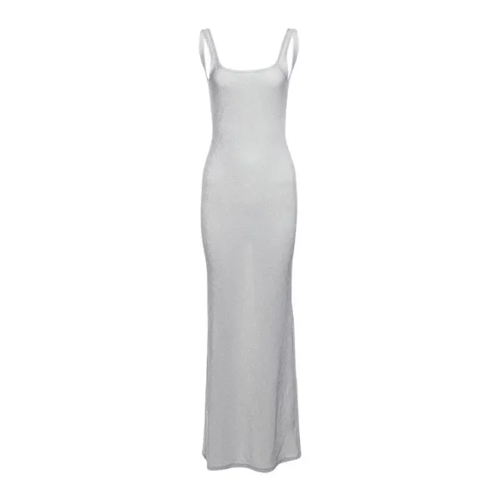 BUNO-lentejuelas mujeres Maxi vestido impresionante brillante elegante sin mangas espalda descubierta vaina Vestidos Mujer elegante moda Noche ceñido al cuerpo - 1
