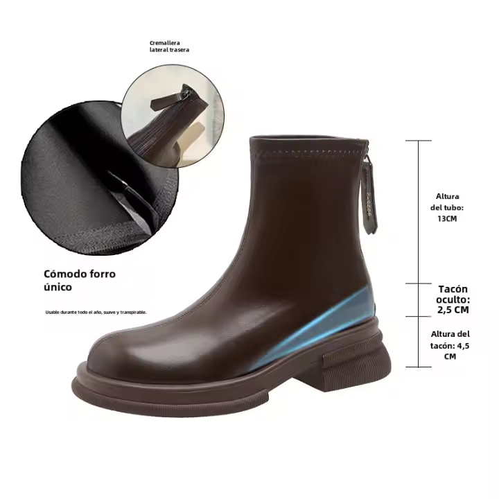 Cuero suave nueva moda británica ins botas delgadas de suela gruesa botas cortas de calle fritas - 1