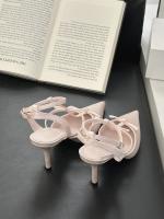 Sandalias Platas de Tacón Alto para Mujer Punta Afilada Francesa Diseño de Bolsa de lazo Viento de Cabeza Moda de Alta Noche - details 6