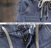 2025 nuevos pantalones vaqueros de cintura elástica para hombres de pierna recta primavera otoño cordón verano delgado suaviza tu silueta pantalones largos - details 11