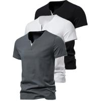 Camiseta Henley de Manga Corta para Hombre en Verano Cuello en V, Ajuste Delgado, Transpirable para Deportes y Fitness - details 1