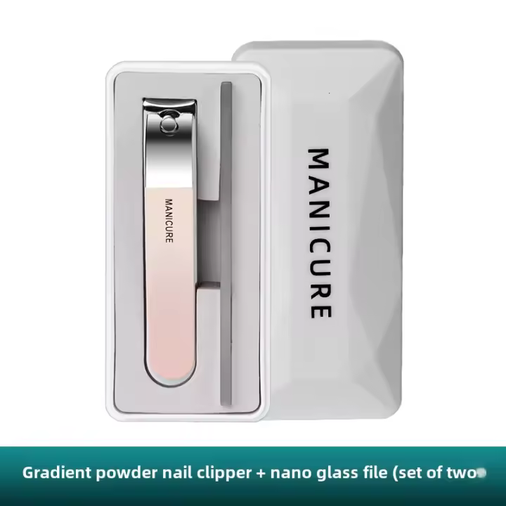 Juego de cortaúñas con lima de uñas, cortador de uñas de acero inoxidable, cortaúñas portátil, Kit de manicura y pedicura, juego profesional de 2 uds. - 1