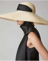 Sombrero de playa ancho para mujer, paja de cúpula con correa informal, nueva moda - details 0