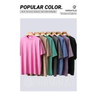 Camiseta lavada de algodón para hombre, cuello redondo, manga corta, informal, básica, transpirable, clásico, para Deporte, 100% - details 3