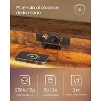 Escritorio de Juegos con Luces LED y Enchufes Mesa de Oficina Dormitorio para 2 Monitores - details 18