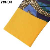 Vestido largo de talla grande 5XL VONDA Vintage estampado para mujer, vestido veraniego de fiesta con retales bohemios, vestido informal holgado de manga larga - details 8