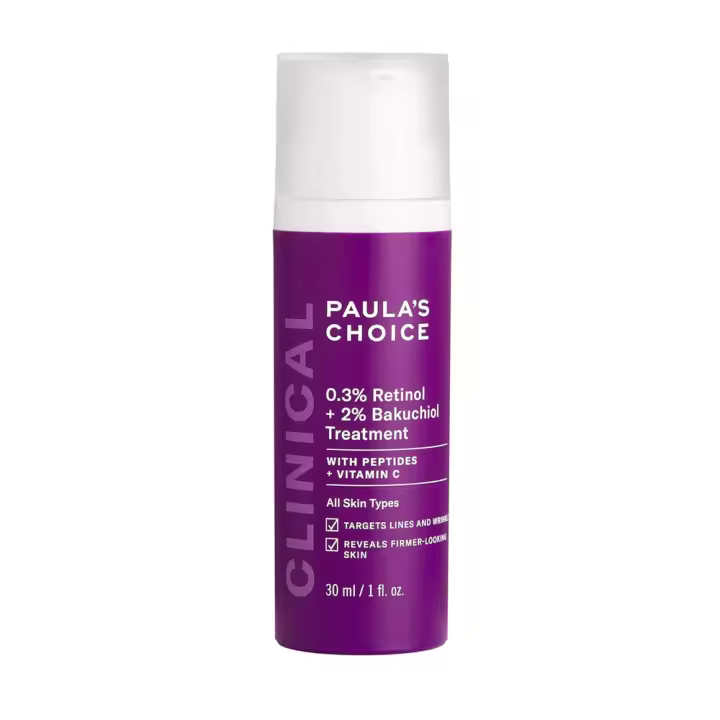 Paula's Choice CLINICAL 0,3% Retinol + 2% Bakuchiol Treatment, suero antienvejecimiento para arrugas profundas, líneas finas, sin fragancia y - 1