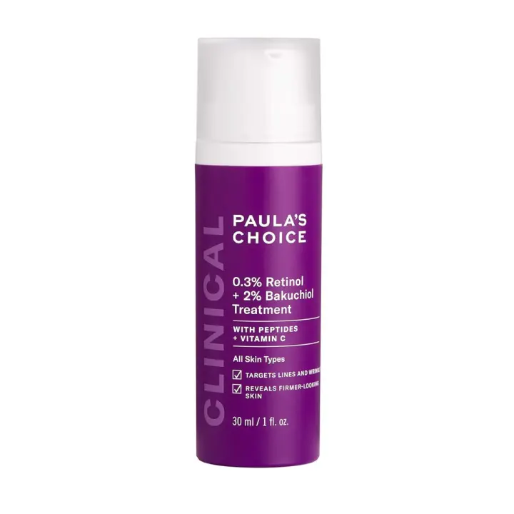 Paula's Choice CLINICAL 0,3% Retinol + 2% Bakuchiol Treatment, suero antienvejecimiento para arrugas profundas, líneas finas, sin fragancia y - 1