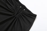 BUNO-Conjunto de 2 piezas de tendencia de otoño para mujer, Tops cortos de manga larga fruncidos con hebilla de Metal elegante + faldas con abertura alta, trajes ajustados a juego - details 18