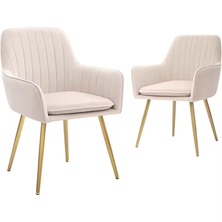 Respaldo Ergonómico, Sillas Tapizadas en Terciopelo para Salón, Comedor o Dormitorio, Azul, Espuma, Metal, 2 Unidades - 1