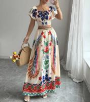 Conjunto Bohemio para Mujer 2025 Blusa y Falda Larga Estampada Estilo Vacaciones - details 3