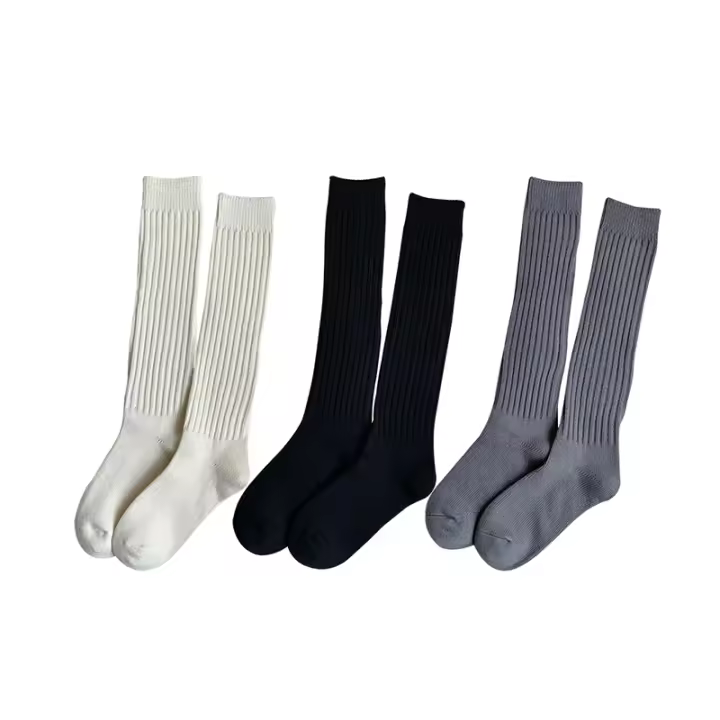 Calcetines de lana hasta la pantorrilla para mujer, medias apiladas de color café gruesas, hasta la rodilla, japonesas, con doble aguja, Otoño/Invierno - 1