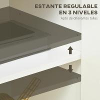 Taburete de Almacenamiento de Armario de Sala con 3 Puertas Estante Ajustable para Cocina Blanco - details 13