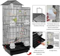 Jaula para pájaros de 2 puertas para pájaros, canarios, adoquines, periquitos, periquitos, piñones, metal, juguete incluido, perchas giratorias - details 2