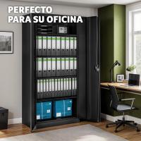 Armario Archivador Oficina en Acero, Armario Exterior e Interior con Cerradura, Armario Multiusos con 2 Puertas, 4 Estantes Ajustables y 5 Alturas, Fácil Montaje, 180x80x40 cm - Gris Claro - details 17
