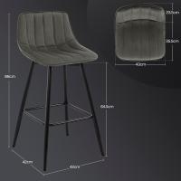 Taburetes de terciopelo, con respaldo para bar, bistró y isla de cocina, gris oscuro - details 2